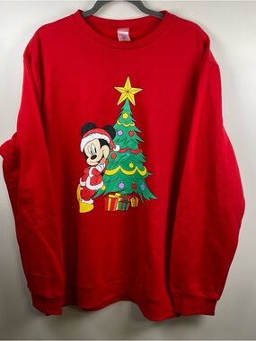 NWOT Disney Mickey Mouse Snowy Holiday Christmas Crewneck Sweatshirt 2XL